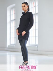 LISA-01 fekete bőrhatású női leggings main image
