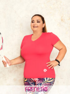 POT-27 rózsaszínű, v-nyakú sport póló main image